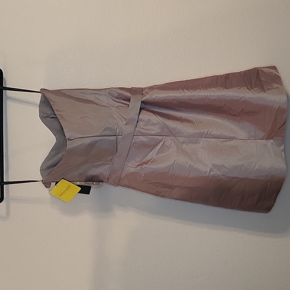 NWT Alfred Sung Iridescent Lt Grey Strapless Cocktail Dress Sz 10 Pockets, Belt - Picture 5 of 14